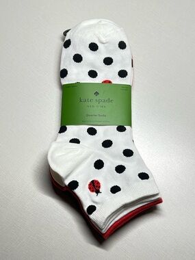 kate spade 3 Pair socks Ladybug Accent